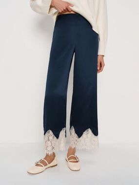 NWT reformation Carolina silk pants in midnight - size xl